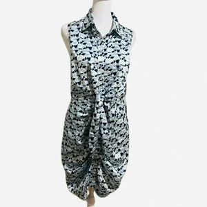 NWT Fate geometric pattern sleeveless front ruched dress medium